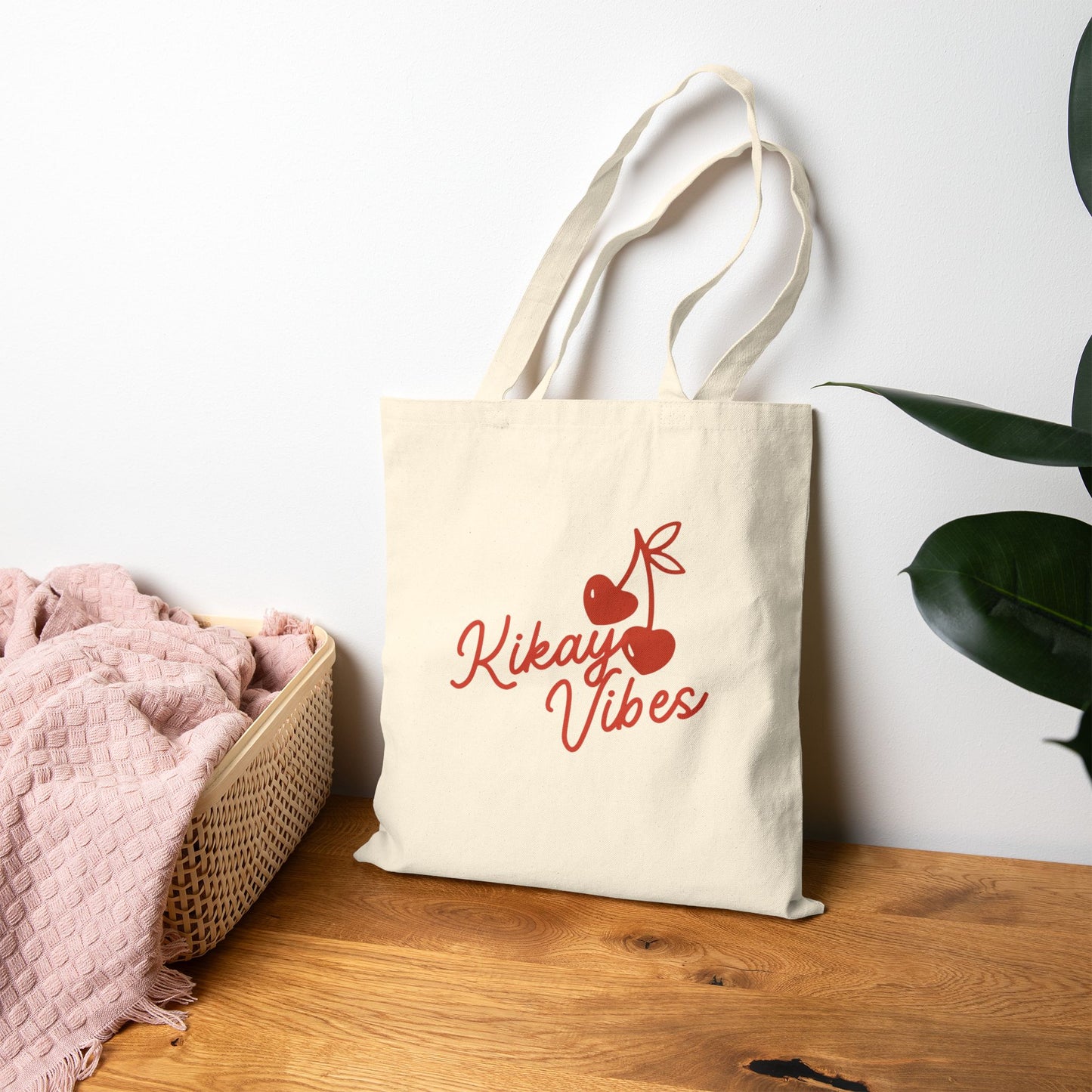 Tote Bag — "Kikay Vibes" Cherry Canvas Tote