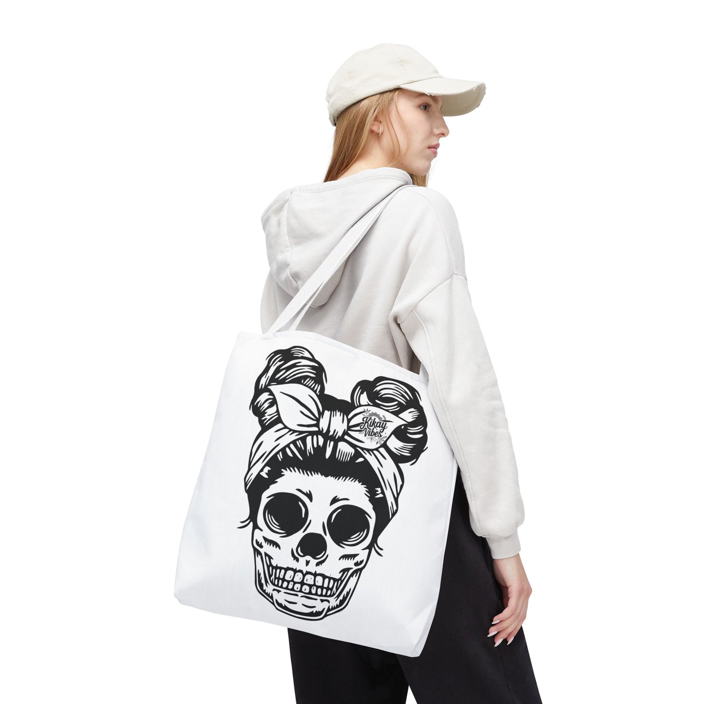 Minnie Kikay Skull Tote Bag | Trendy AOP Shopping Tote, Beach Bag, Chic Handbag, Gift for Her, Festival Accessory