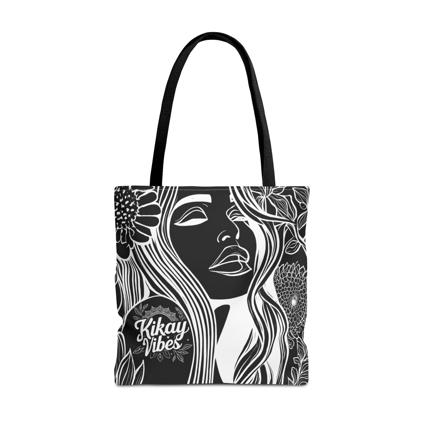 Kikay Vibes Floral Girl Tote Bag – Black & White All-Over Print
