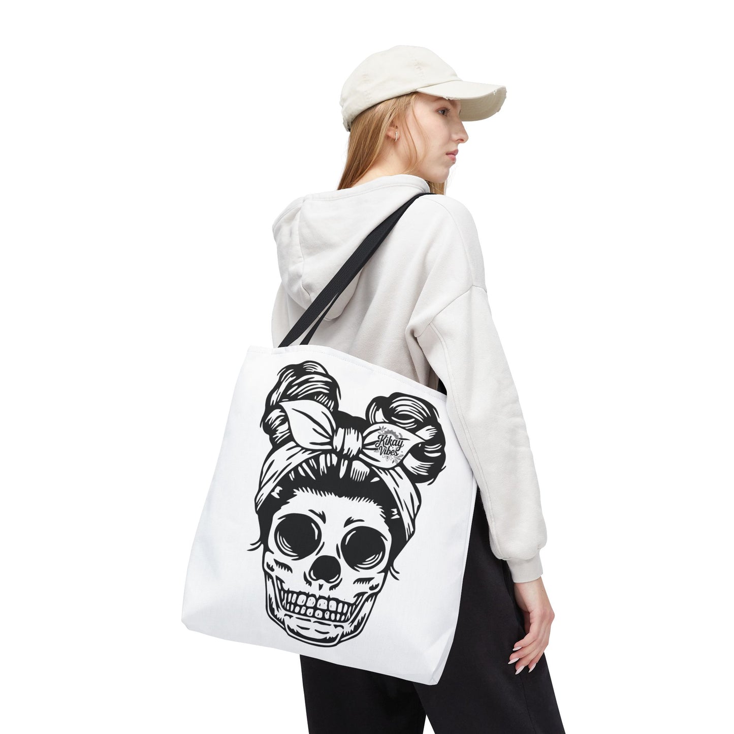 Minnie Kikay Skull Tote Bag | Trendy AOP Shopping Tote, Beach Bag, Chic Handbag, Gift for Her, Festival Accessory