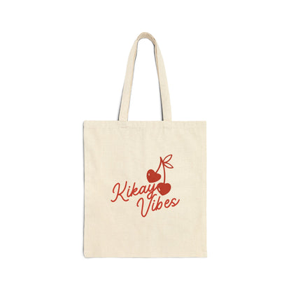 Tote Bag — "Kikay Vibes" Cherry Canvas Tote