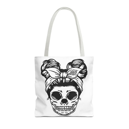 Minnie Kikay Skull Tote Bag | Trendy AOP Shopping Tote, Beach Bag, Chic Handbag, Gift for Her, Festival Accessory